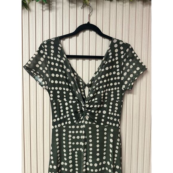 Zinzane Poá Duda Long Tulle Dress - V-Neck Twist Detail Polka Dot Print Size M - Picture 5 of 8